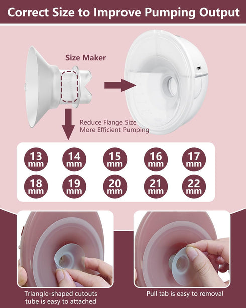 18mm Momcozy/Spectra/Medela/eufy/TSRETE/Elvie/Lansinoh 24mm 6PCS 18mm Upgraded Flange Insert with Pull Tab