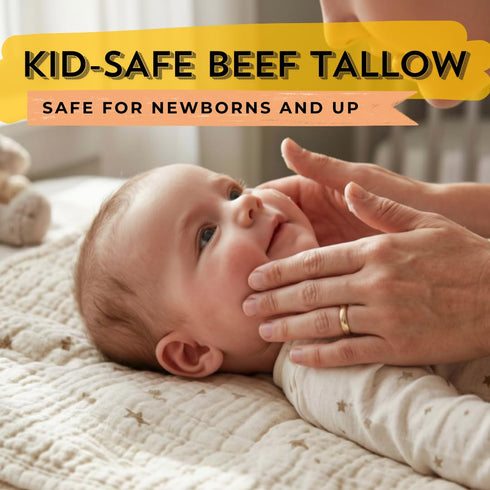 Tender Tallow 100% 2oz Grass-Fed Beef Tallow Balm for Skincare Natural Tallow Cream for Babies, Kids & Newborns Gentle