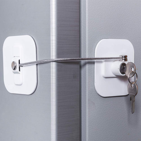 Fridge Lock, Refrigerator Locks, Freezer Lock with Key for Child Safety, White Fridge Lock