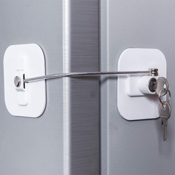 Fridge Lock, Refrigerator Locks, Freezer Lock with Key for Child Safety, White Fridge Lock