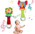 Baby Soft Rattles Shaker - Infant Developmental Hand Grip Toys, Cute Stuffed Animal with Sound (2 Pack, 3-12 Months)