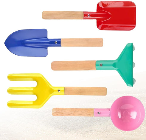 WEILAIDI Beach Toys,5 Pcs Children Beach Sandbox Toys,8'' Kids Gardening Set Metal Garden