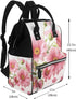 FHEDVBN Backpack Mummy Backpacks Daypack Pink Flowers Diaper Bag for Women Multifunction Waterproof for Mom Dad, Large