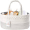 Luxury Little White Diaper Caddy Organizer, Large Cotton Rope Nursery Basket, Portable Car Organizer with Divider
