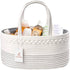 Luxury Little White Diaper Caddy Organizer, Large Cotton Rope Nursery Basket, Portable Car Organizer with Divider