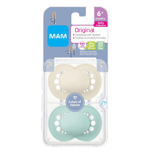 MAM 6+ (1 6 Air Matte Pacifiers, for Sensitive Skin, Months, Best Pacifier for Breastfed Babies & Original Matte