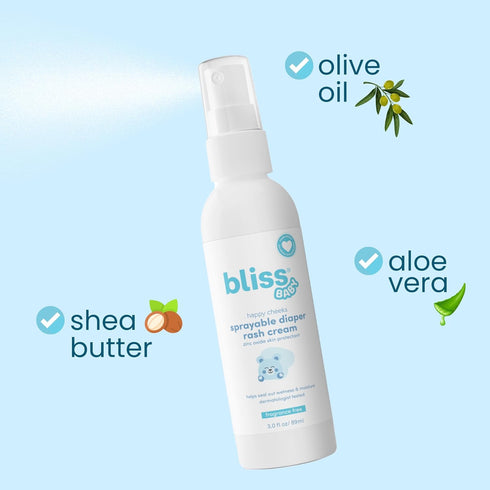 Bliss Baby Diaper Rash Cream Spray - Fragrance-Free, No Touch & Mess-Free, Treats, Soothes & Prevents Diaper Rash, Zinc