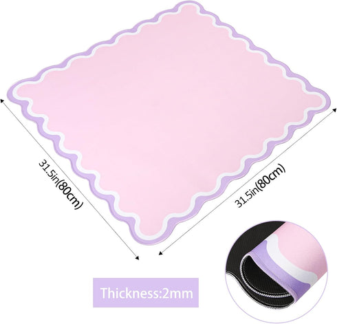 (31.5 31.5) TIASUSAN Pink Mahjong Mat x with Black Carrying Bag, Anti-Slip, Noise-Reducing Table Cover for Mahjong