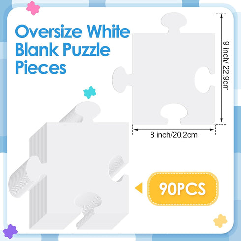 Sonwyoung 30 (8 9 Inch) Pcs Large White Blank Puzzle Pieces Bulk to Draw on Make Your Own Jigsaw Puzzle Pieces Giant