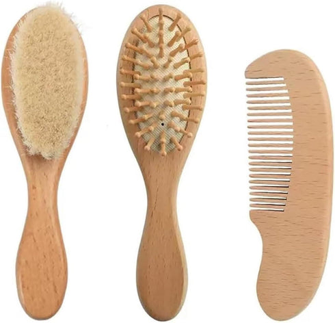 XFYSDIY Set Set Personalized Baby Hair Brush and Comb for Newborn, Custom Wooden Toddler Hair Brush with Soft Goat