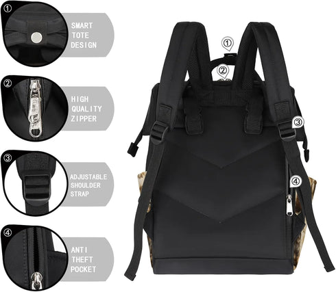 Hsnar Backpack Cowboy Boots Hat Waterproof Diaper Bag Large Capacity Baby Bag with Stroller Straps, Multi-Pocket Diaper