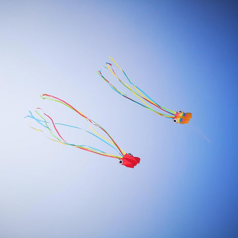 Large Octopus Kites for Kids & Adults, 2 Packs (Rainbow+Red), Big Kite for Beginners, Kites for Ages 4-8, Outdoor