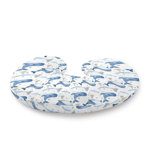 KuphiL10C Sailboats Watercolor Ocean Whale Pattern Nursing Pillow Cover, Unisex Sea Animals Removable Breastfeeding