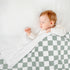 Green Checkerboard Nursing Pillow Cover with Matching Baby Blanket
