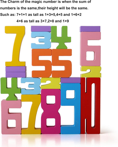 JYJ Wooden Stacking Building Blocks for 3+ Years Old Kids 1-10 Number Game Balance Competition Toy, Gift for Boys Girls