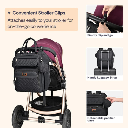 Backpack, Pack BabbleRoo Diaper Bag Multifunction Nappy Changing Bag with Changing Pad, Stroller Straps & Pacifier