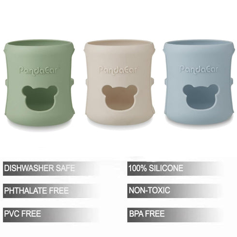 3 Pack 4 oz, 4 oz PandaEar Silicone Sleeves for Philips Avent Natural Glass Baby Bottles Shatterproof Anti-Breakage