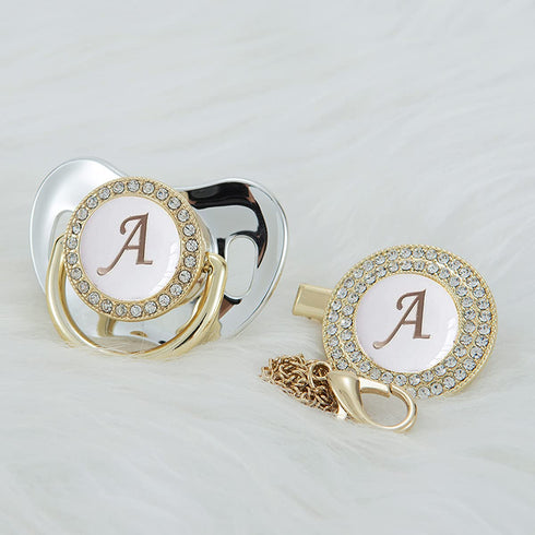 Set 26 11 All Handmade Bling Baby Pacifier and Clip Letters and Colors can Choose LA