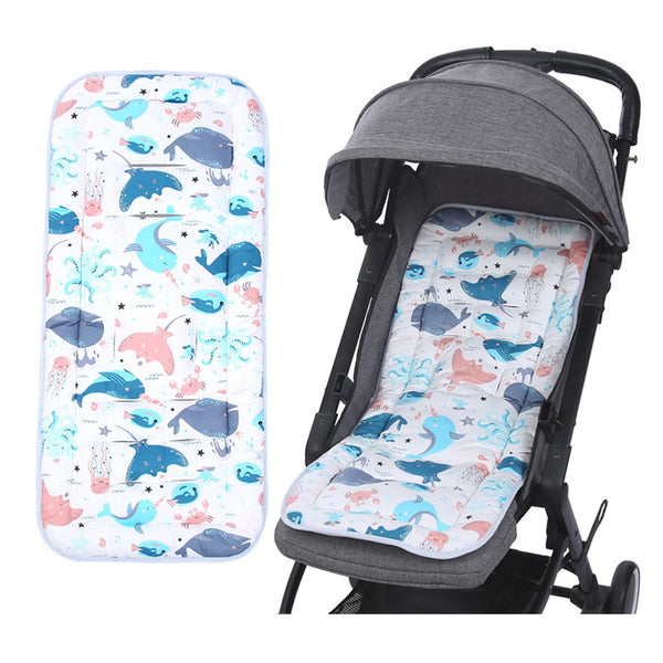 Baby Stroller Seat Liner, Universal Breathable Cushion Mat for Kids Pushchair, Thick Cotton Stroller Liner (Whale &