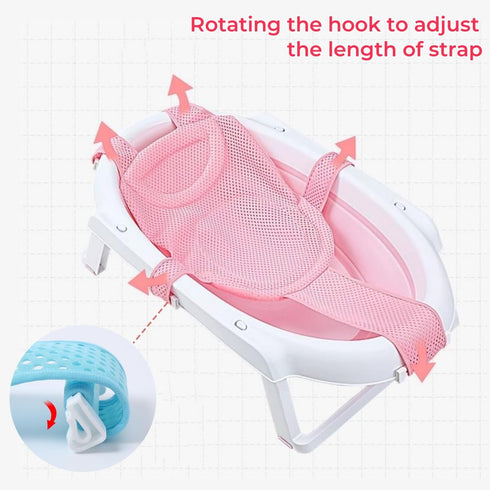 HKSICHENGKEJI Baby Bath Seat Mat Infant Bathing Support Mat with Five Safety Support Corner Adjustable Antiskid Bath
