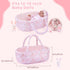 8 Set 12-15 Inch BABESIDE Pcs Baby Doll Clothes with Bassinet for Dolls, Cute Bunny Baby Doll Clothes and Accessories