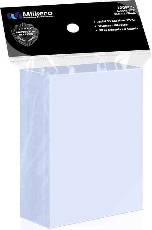 Mlikero 100 Count Card Sleeves, Clear Soft Trading Card Sleeves, Polypropylene (PP),