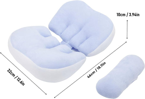 NOENNULL W Shaped Pillow for Women Cotton Adjustable Belly Support Maternity Wedge Pillow for Side Sleepers (Blue)