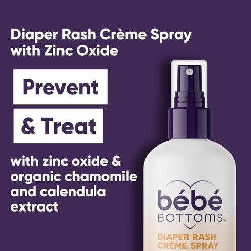Bébé Bottoms Baby Diaper Rash Cream Spray, No-Rub Touch Free Application for Sensitive Skin, 100 ml