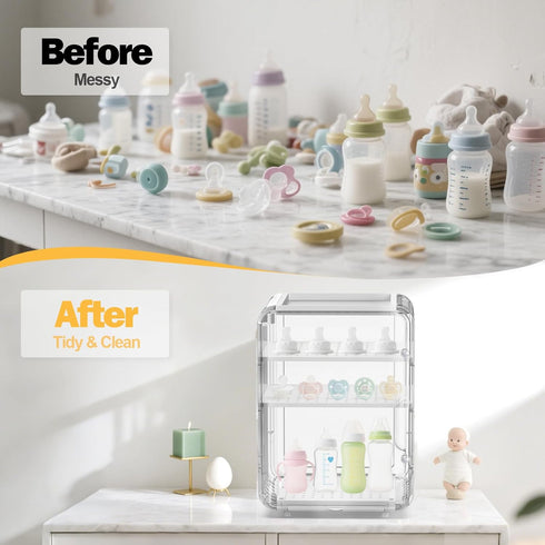 Countertop XANGNIER Baby Bottle Organizer,Clear Baby Bottle Storage Organizer for and Cabinet,with Drying Rack