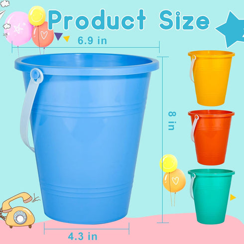 Holady 8 Inch Summer Large Sand Beach Buckets Pail,Sand Bucket Water Bucket for Beach Fun Great Party Accessory