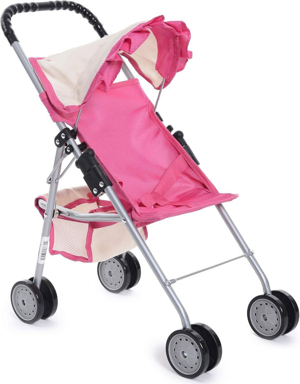 fash n kolor My First Doll Stroller with Basket - Pink Off-White
