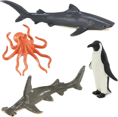 12 3+ Safari Ltd. Ocean TOOB - Mini Figurines: Sea Lion, Eagle Ray, Starfish, Turtle, Penguin, Octopus, Whales, Moray