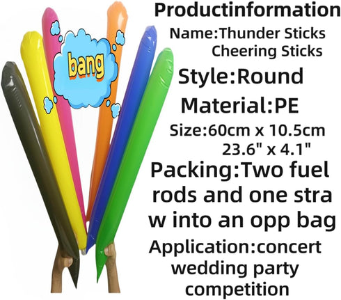 ROSEBB 40pcs Round headTeam Spirit Boom Sticks Thunder Sticks Cheering Sticks Team Spirit Plastic Cheerleading Spirit