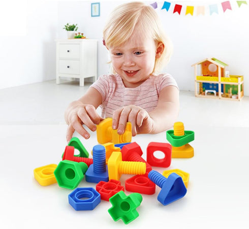 LotFancy Nuts and Bolts - 24pcs Fine Motor Skills Occupational Therapy Toys for Kids with Storage Box