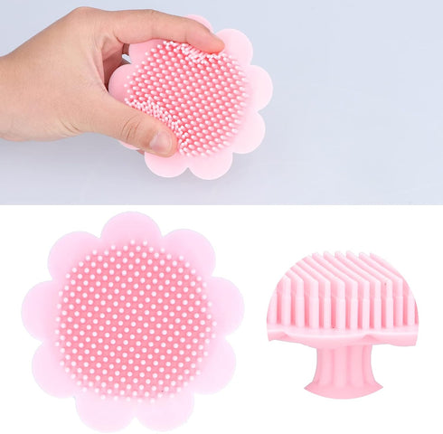 FASJ Baby Head Scrubber, Baby Shampoo Brush Soft Silicone Exfoliator Brush with Ergonomic Handle for Bath(pink)
