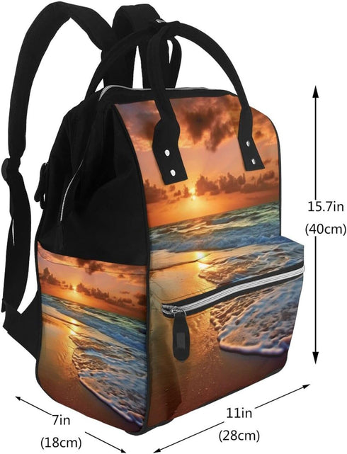 HCBPWVQA Backpack Daypacks Backpack Mommy Evening Beach Sea Water Diaper Bag with Changing Pad and Pacifier Holder