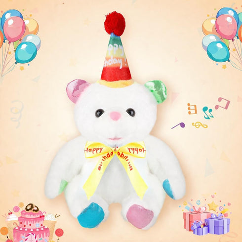12" Singing Happy Birthday Teddy Bear Stuffed Animals,Singing The HAPPY BIRTHDAY Song Plush Toy Musical Interactive