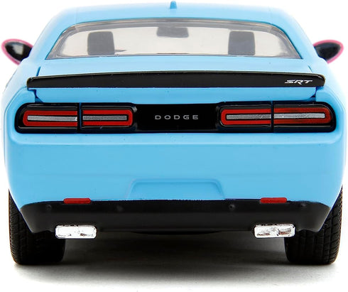 Pink Slips 1:24 2015 Dodge Challenger SRT Hellcat Die-Cast Car, Light Blue/Pink