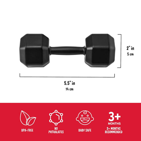 Genuine Fred Buff Baby Dumbbell Rattle Engaging and Sensory Rich Toy, Lightweight and Easy to Hold, Fun Gift