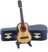 Wooden Miniature Guitar with Stand and Case, Collectible Figurines Dollhouse Accessories Model Home Decoration