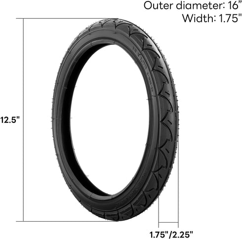 161.75 16x1.75/47-305 3-Wheeler Pro/Flex/SU/Ironman(1Set) Rear Tire and Inner Tube, Folding Stroller Back Wheel Tire