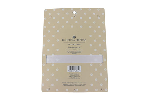 3 Pack (GS71728) Cudlie Buttons & Stitches Baby Girl Rolled/Carded Hooded Towels in Crisp Blossom Print
