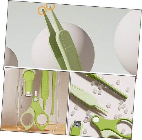 CVUTOVO Set Trimmer Nail Clipper Nail Kit for Newborns Travel Portable Grooming Care Kit Green