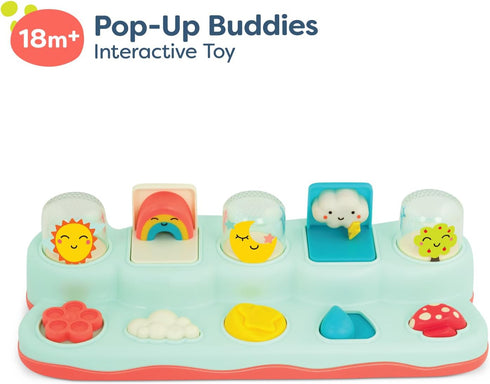 B. toys Pop-Up Buddies, Cause and Effect Play Learning Toy for Babies, Interactive Toy with Sun, Rainbow, Star
