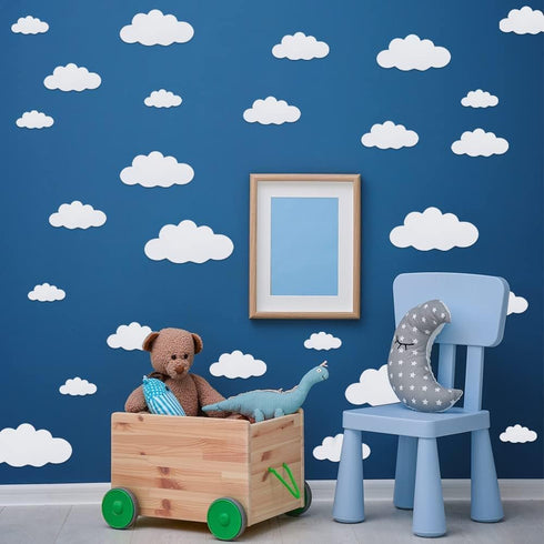 31pcs Big Clouds Vinyl Wall Decals, Removable Wall Art Decor for Living Room Nursery Kids Room