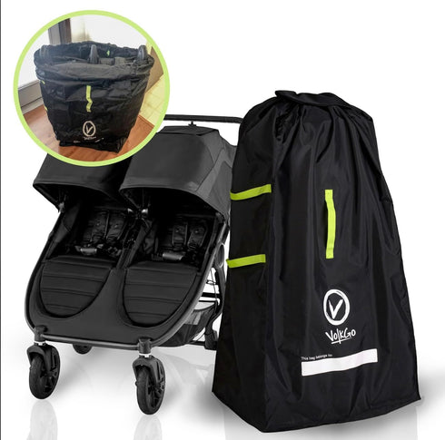 Backpack V VOLKGO Super Extra Large Stroller Bag for Airplane with Padded Shoulder Straps, Double Stroller Cover