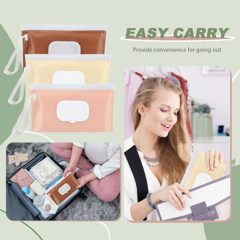 PUXING 3 Pack Wipe Dispenser Refillable Baby Wipes Container for Travel Portable Wet Wipe Dispenser Bag Travel Baby