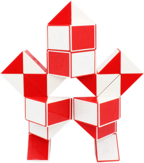 Mipartebo Magic Snake Cube Twist Puzzle, 48 Wedges Large Size Fidget Toy for Kids and Adults, Red
