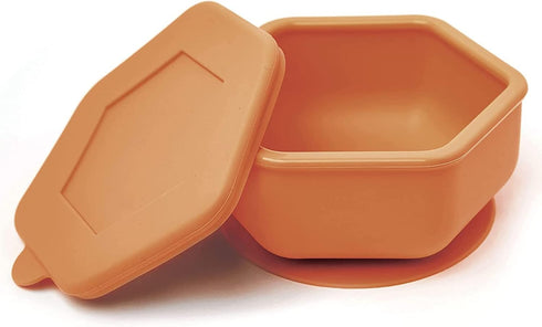 Tiny Twinkle Silicone Suction Bowl with Lid for Baby, 100% BPA Free, Microwave Safe, Cinnamon