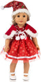 TianBo 3pc Christmas Doll Clothes, 18 Inch Red Color Including Snowflake Hat Shawl Dresses for Girl Dolls